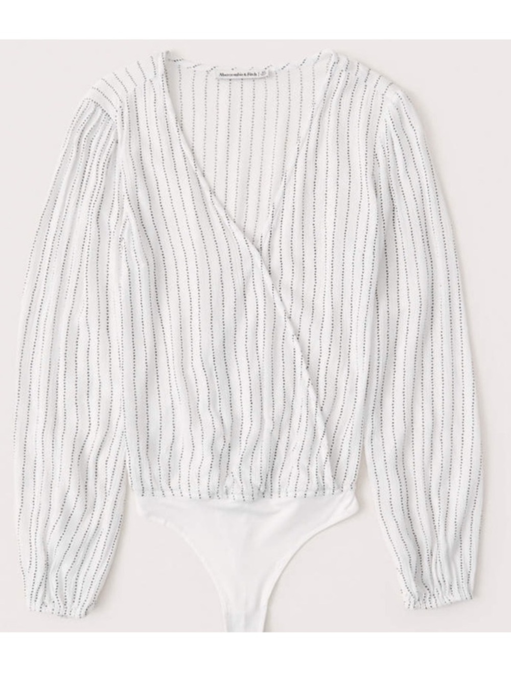 Abercrombie White and Black Striped Wrap Front Bodysuit